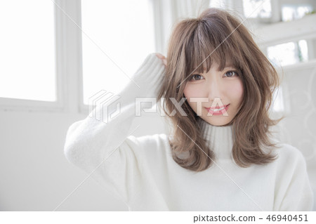 Curly hair Bob style Japanese women 46940451