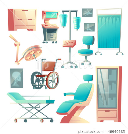 Vector medical surgery set, cartoon hospital equipment 46940685