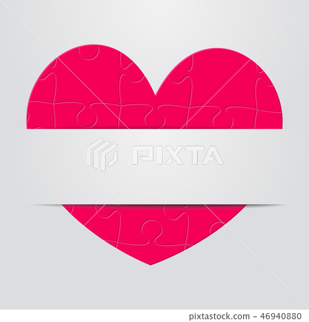 Pink pieces puzzle jigsaw on Valentine Day. Heart. Pink pieces puzzle jigsaw on Valentine Day. Heart. 46940880
