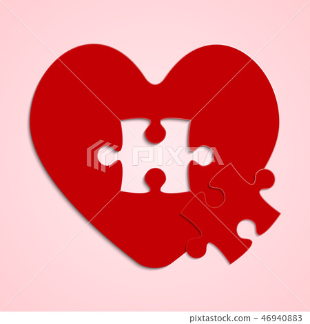Red pieces puzzle of romantic heart. Jigsaw. Red pieces puzzle of romantic heart. Jigsaw. 46940883