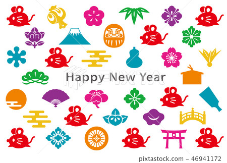 新年賀卡鼠標明信片尺寸 46941172