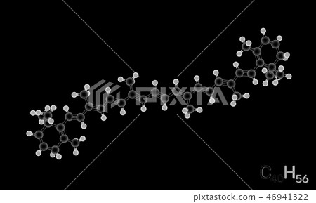 Carotene model molecule. Isolated on black Carotene model molecule. Isolated on black 46941322