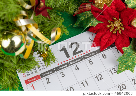 日曆12月圖像聖誕節 日曆12月圖像聖誕節 46942003