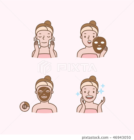 Step of face masking half body ico vector 46943050