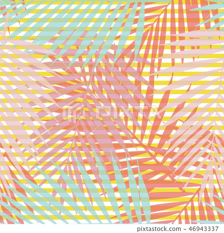 Living coral palm leaves seamless pattern. Living coral palm leaves seamless pattern. 46943337