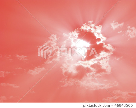 Sun in the sky, in trendy color of living coral Sun in the sky, in trendy color of living coral 46943500