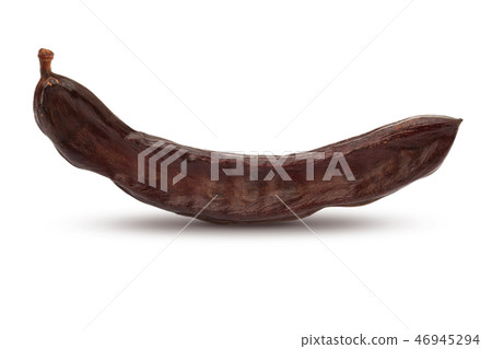 Ripe carob pod on white background 46945294