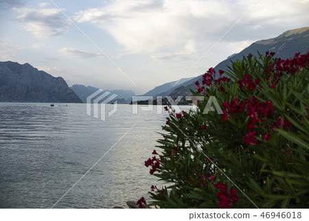 Dramatic sunset over Garda Lake in Italy Dramatic sunset over Garda Lake in Italy 46946018