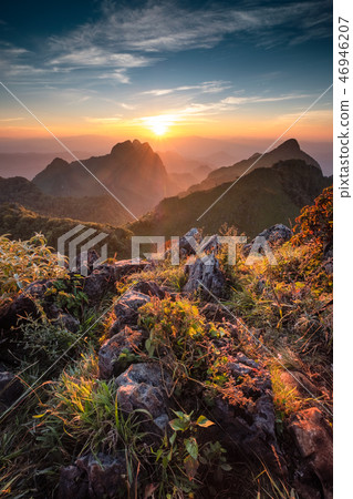 Landscape of sunset on mountain Landscape of sunset on mountain 46946207