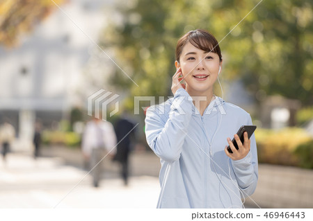 Jogging Young lady city running sports image 46946443