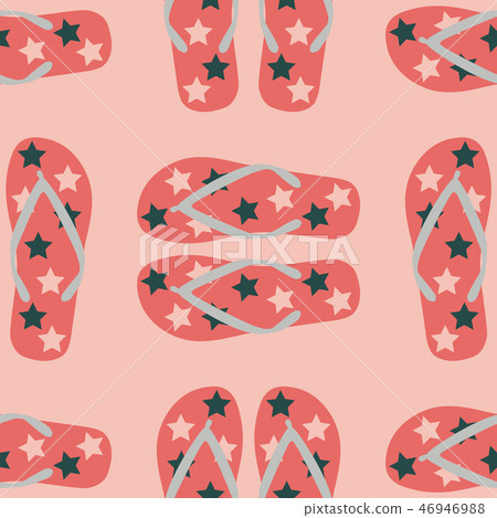 Seamless pattern with living coral flip flops. Seamless pattern with living coral flip flops. 46946988