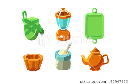 Kitchen utensils set, cooking tools, equipment vector Illustration Kitchen utensils set, cooking tools, equipment vector Illustration 46947553