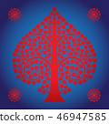 Thai Art Bodhi Tree on Blue Background 46947585