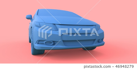 Blue small sports car coupe. 3d rendering. Blue small sports car coupe. 3d rendering. 46948279