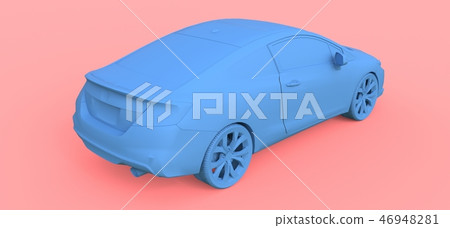 Blue small sports car coupe. 3d rendering. Blue small sports car coupe. 3d rendering. 46948281