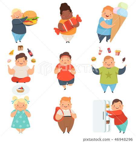 Overweight boys and girls set, cute chubby... - Stock Illustration  [46948296] - PIXTA