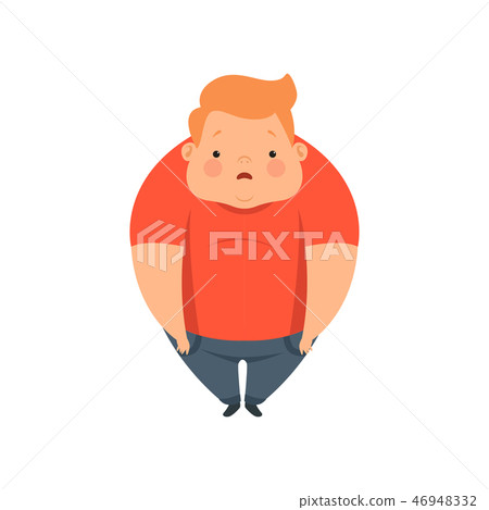 Overweight boy, cute chubby child cartoon character vector Illustration on a white background Overweight boy, cute chubby child cartoon character vector Illustration on a white background 46948332