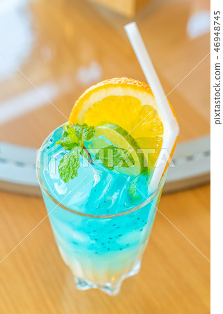 iced lime blue soda 46948745
