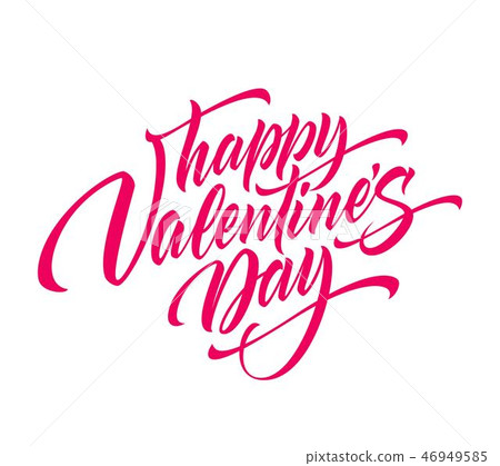 Happy Valentines Day Hand Drawing Lettering design. Vector illustration 46949585