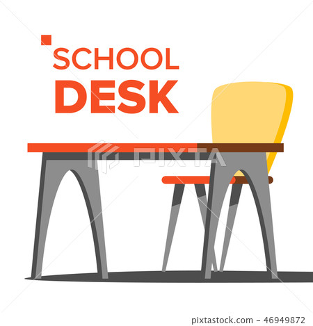 School Desk Vector. Empty Table, Chair. School Education Concept. Isolated Flat Cartoon Illustration School Desk Vector. Empty Table, Chair. School Education Concept. Isolated Flat Cartoon Illustration 46949872