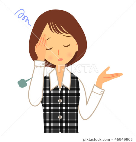 Woman in uniform holding head 46949905