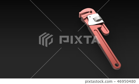 Pipe wrench right black background Pipe wrench right black background 46950480