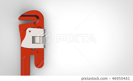 Pipe wrench left close up Pipe wrench left close up 46950481