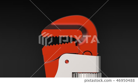 Pipe wrench close up black background 46950488