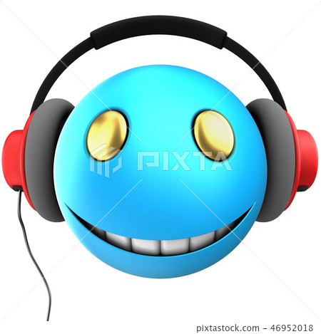 3d illustration of blue emoticon smile 46952018