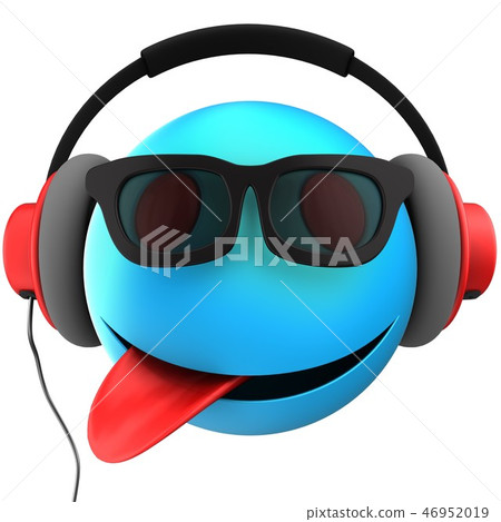 3d illustration of blue emoticon smile 46952019