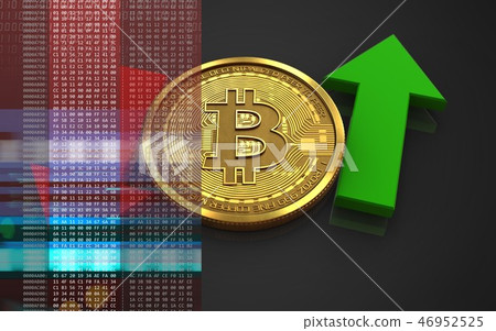 3d illustration of bitcoin with up and down arrows 46952525