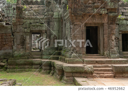 Decorated doorway and bas-reliefs in stone temple Decorated doorway and bas-reliefs in stone temple 46952662