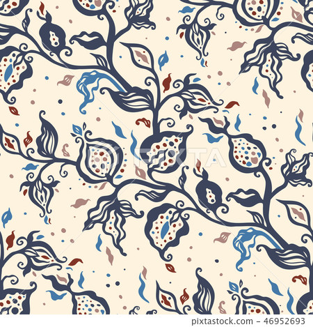 Paisley background. Vintage Seamless pattern with hand drawn Abstract Flowers. 46952693