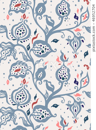 Paisley background. Vintage Seamless pattern with hand drawn Abstract Flowers. 46952704