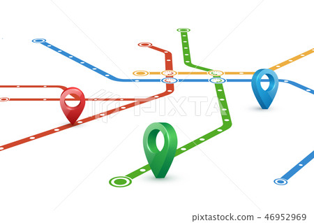 Abstract map of subway routes. Perspective view. Realistic 3D pointers Abstract map of subway routes. Perspective view. Realistic 3D pointers 46952969