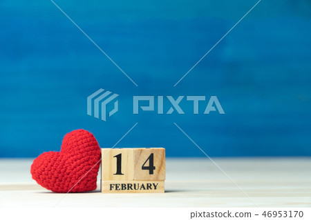 Valentines day concept. hand make yarn red heart 46953170