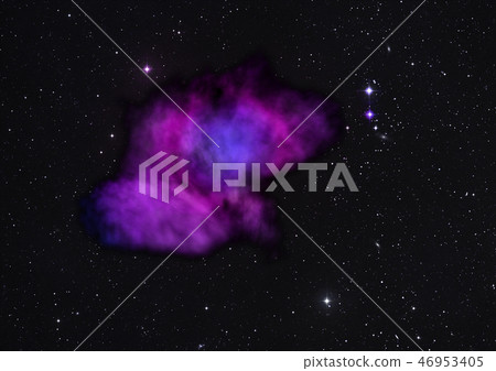 Star field in space and a nebulae. 3D rendering 46953405