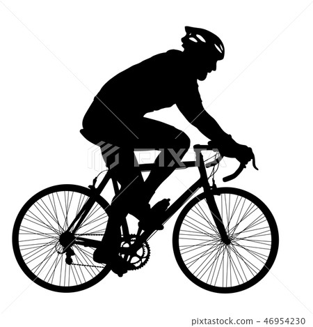 Silhouette of a cyclist male on white background Silhouette of a cyclist male on white background 46954230