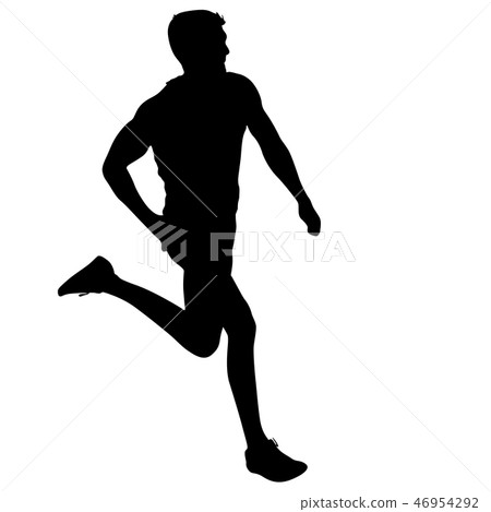 Black Silhouettes Runners sprint men on white  46954292