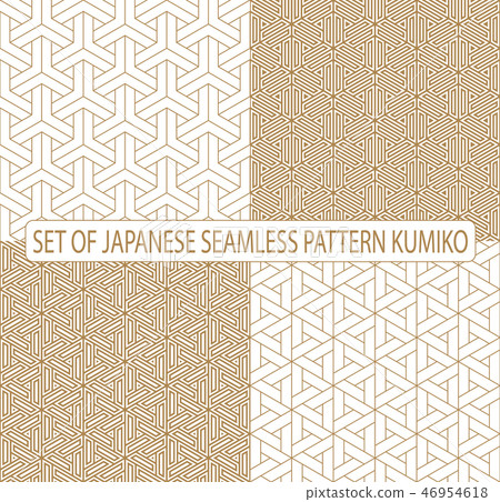 Set seamless japanese pattern shoji kumiko.Golden. 46954618