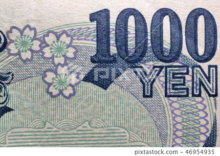 The small letters "ni hoon" and "NIPPONGINKO" written on the 1000 yen bill The small letters "ni hoon" and "NIPPONGINKO" written on the 1000 yen bill 46954935