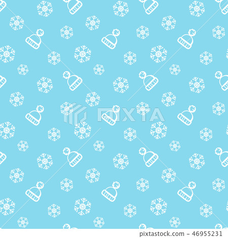 Seamless pattern with snowflakes and winter caps Seamless pattern with snowflakes and winter caps 46955231