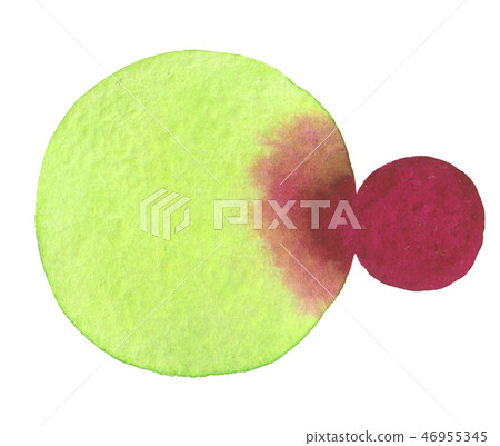 Watercolor hand painting round shapes on white 46955345
