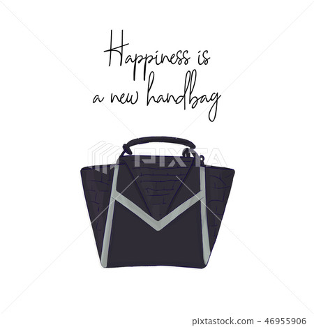 Happiness is a new handbag casual fashion wall art. Glamour accessories Vector illustration. Modern 46955906