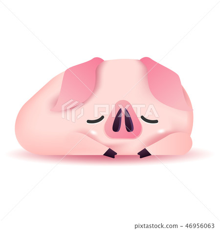 Cute pig character sleeping. 46956063