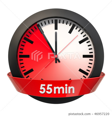 Clock face with 55 minutes timer. 3D rendering 46957220