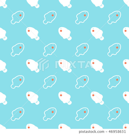White and red fishes on blue, seamless pattern 46958631