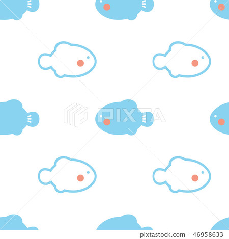 Blue and red fishes on white, seamless pattern Blue and red fishes on white, seamless pattern 46958633