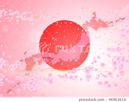Japan Japan Archipelago Hinomaru Sakura Spring Japan CG Japan Japan Archipelago Hinomaru Sakura Spring Japan CG 46963618