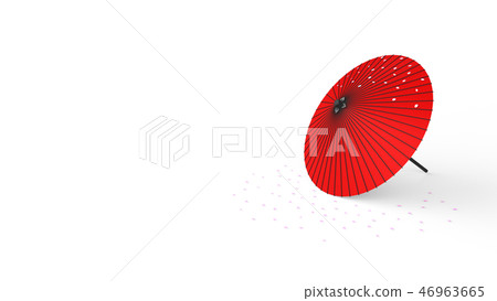 Japanese umbrella and cherry blossoms right 46963665